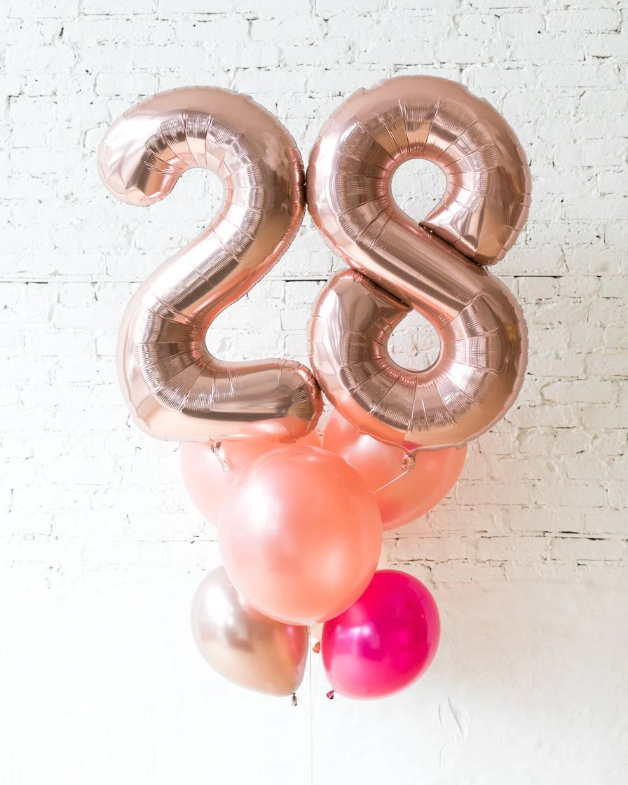 WOMAN FOIL NUMBER AND LATEX BALLOON BOUQUET