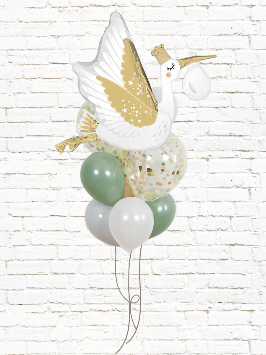 Welcome Baby with a Stork Balloon Bouquet