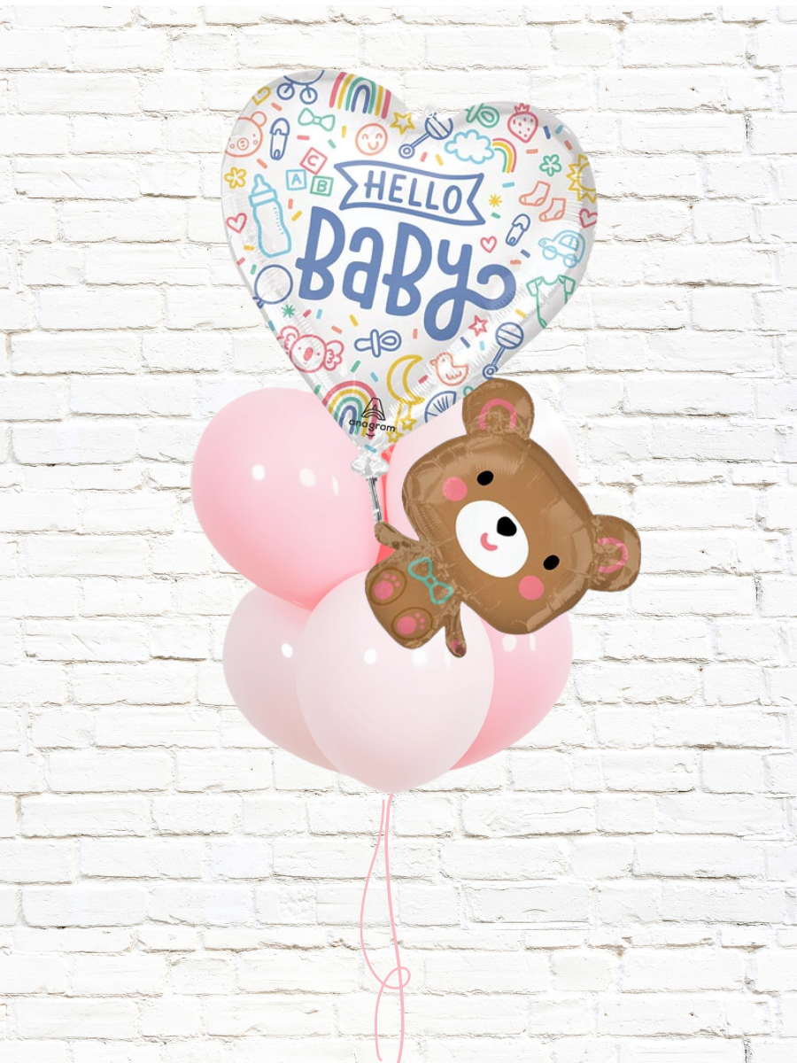 Baby Girl Bear’s Balloon Bundle of Joy